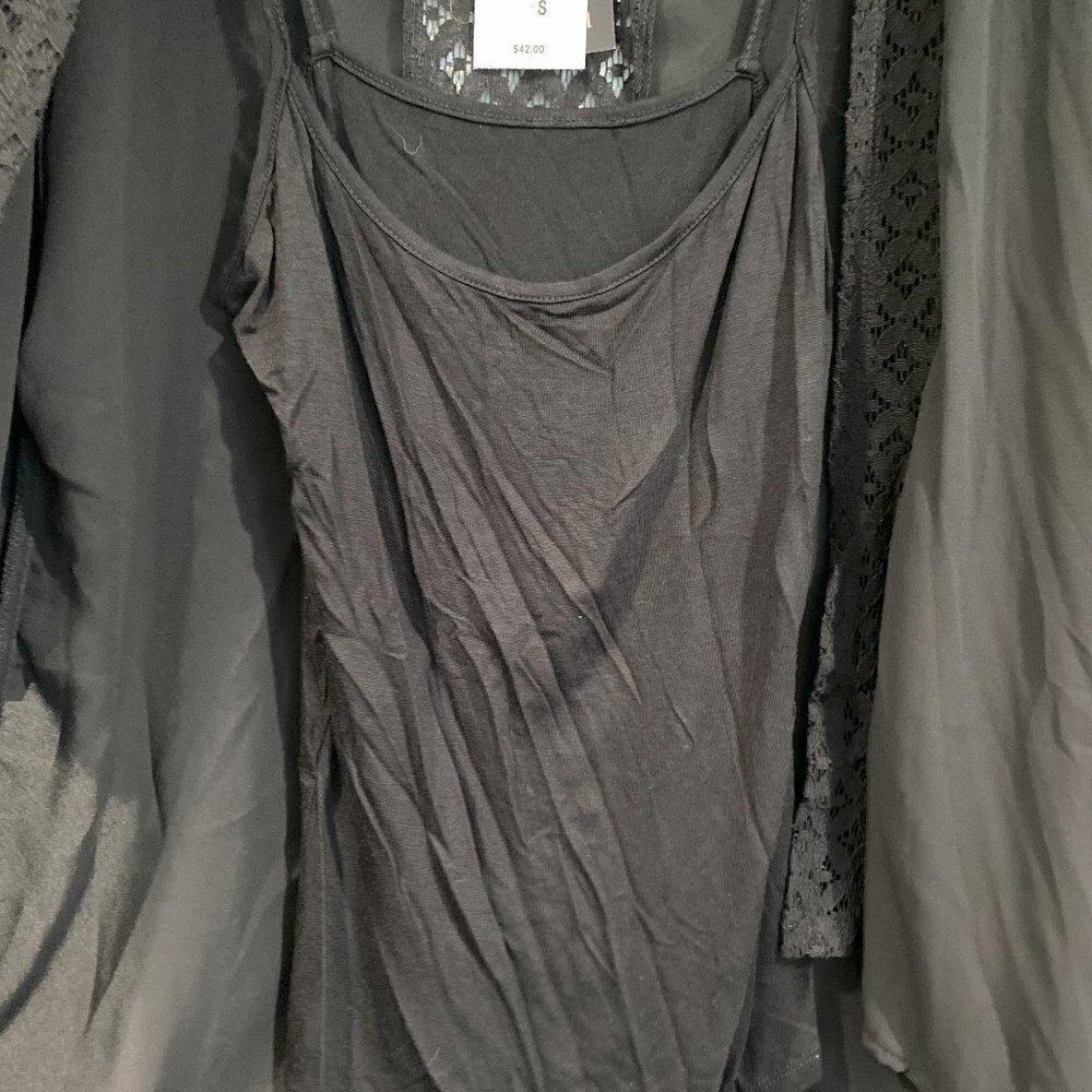 Heartsoul Black Lace Two Layer Blouse - Size Small - Picture 4 of 7